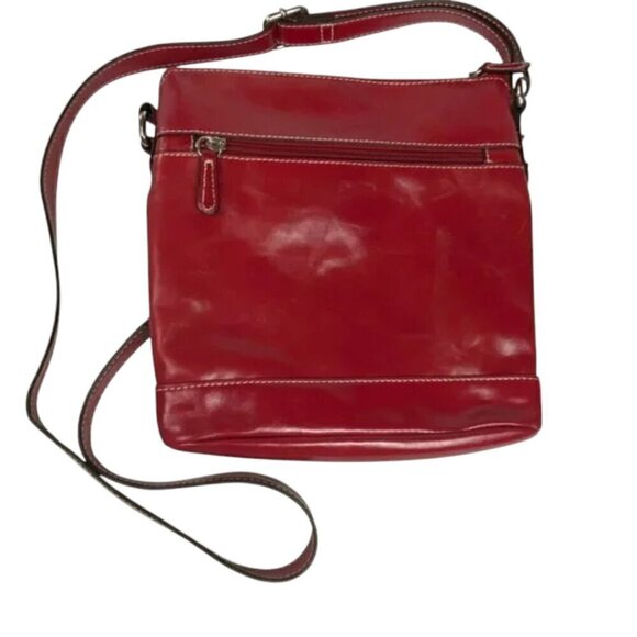 Giani Bernini Vintage Red Leather Venice Crossbody Organizer Handbag - Picture 3 of 12